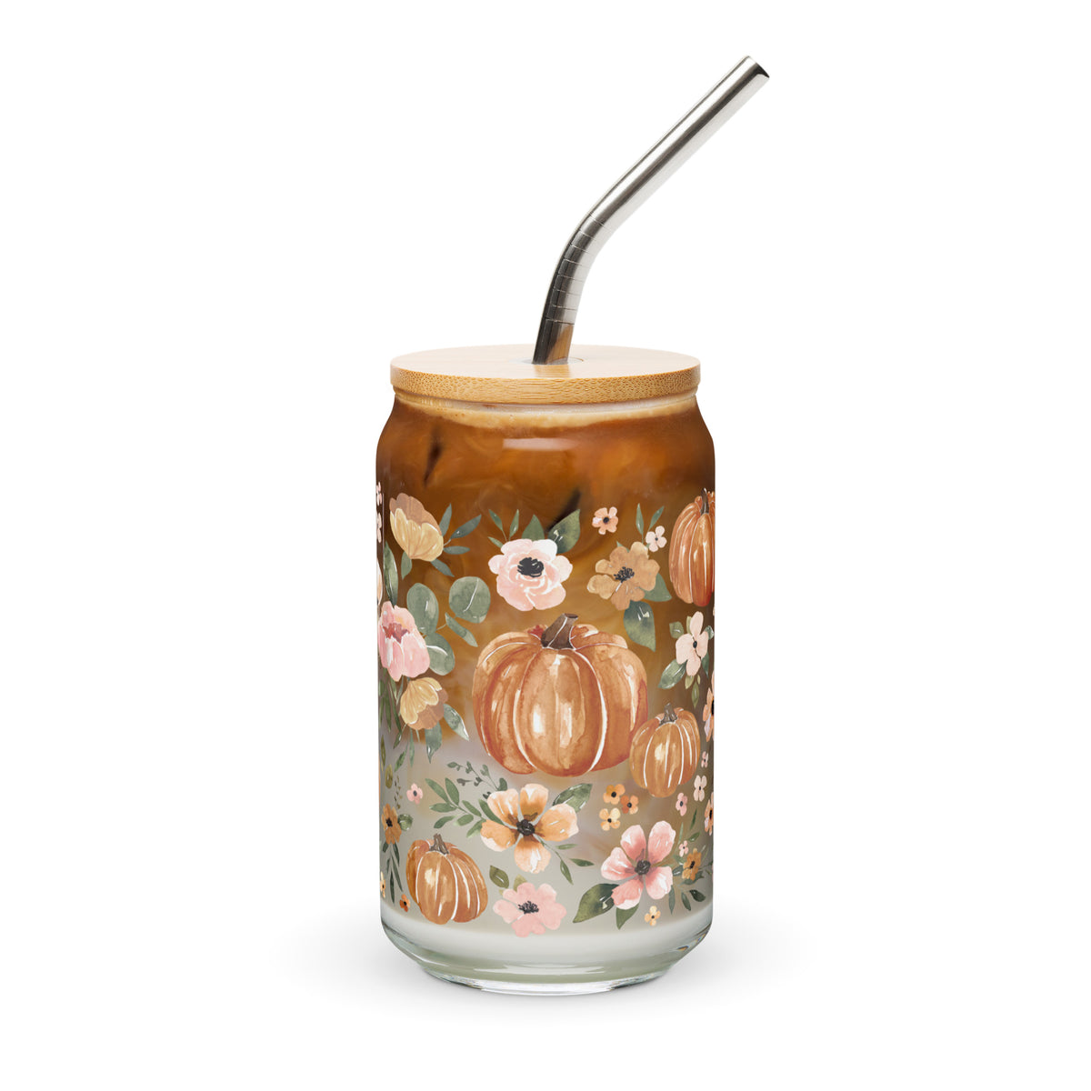 a glass jar with a straw sticking out of it