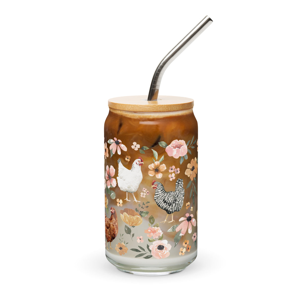 a glass jar with a straw in it