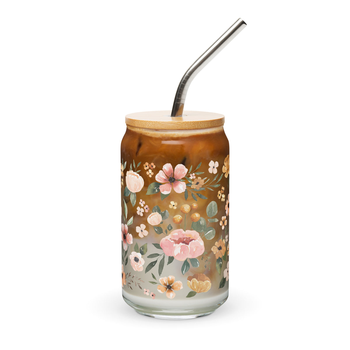 a glass jar with a straw sticking out of it