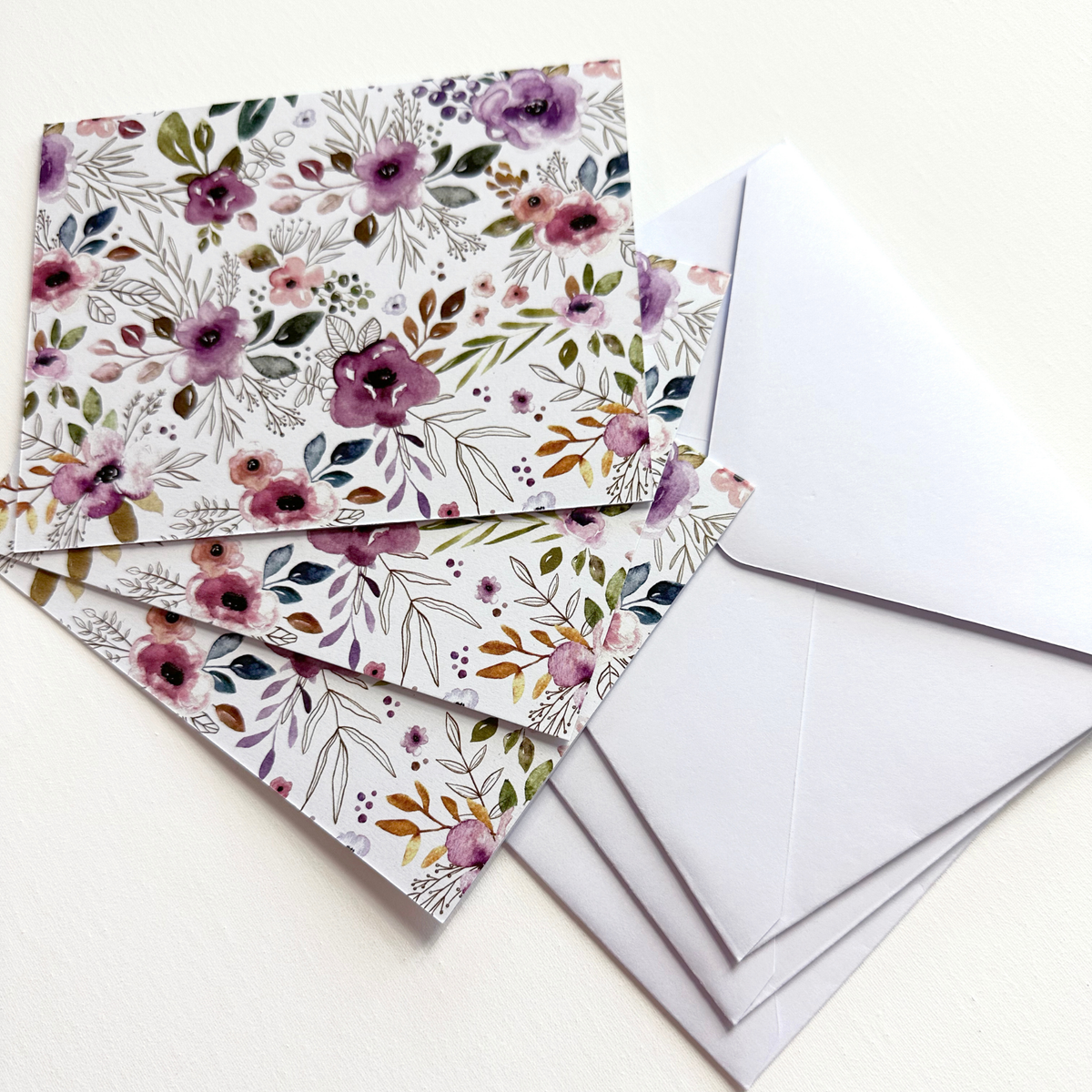 Notecard Set of 12 | Autumn Amethyst Floral
