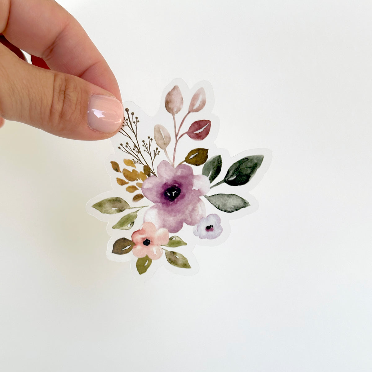 Clear Vinyl Floral Sticker | Autumn Amethyst