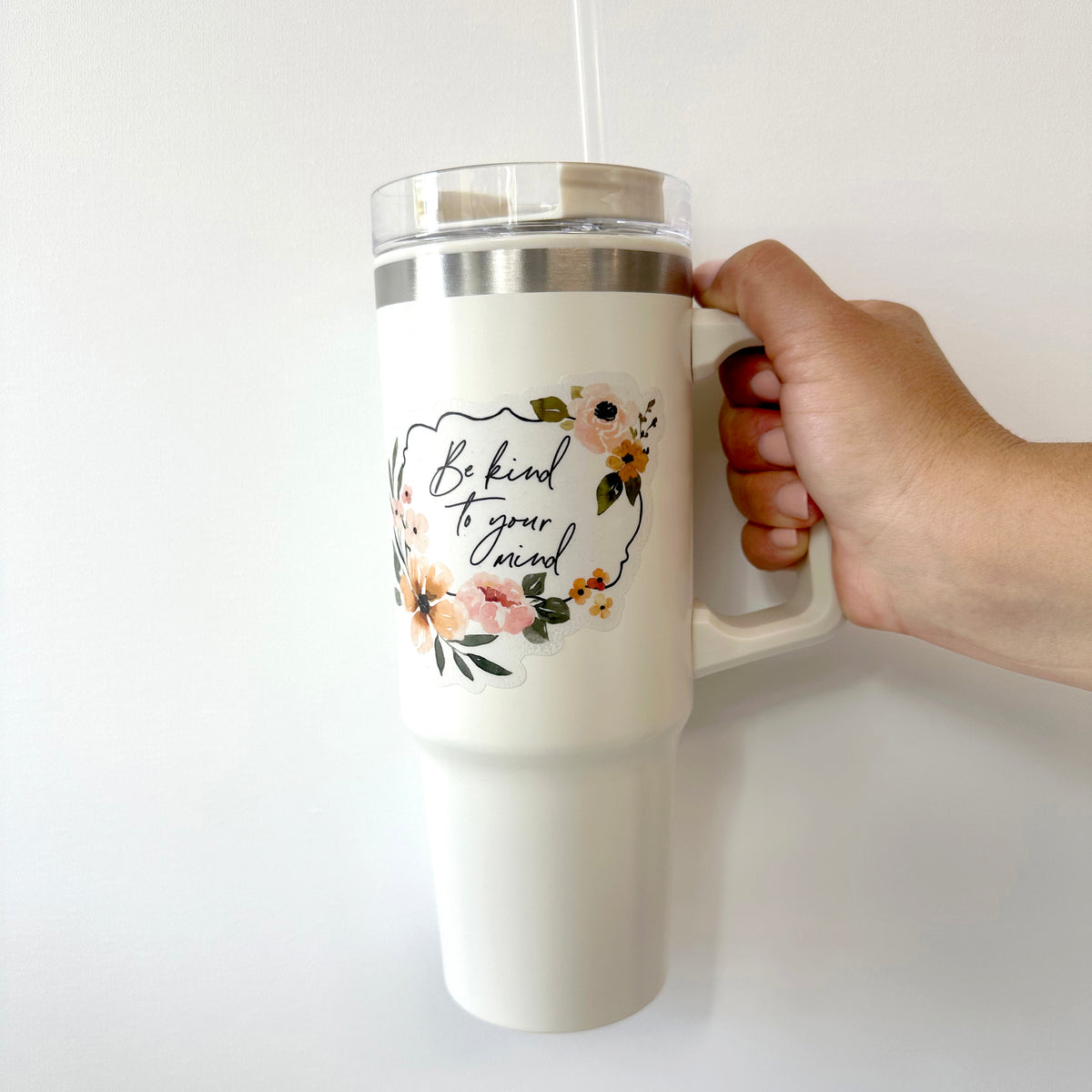 Clear Vinyl Floral Quote Sticker | Charlotte