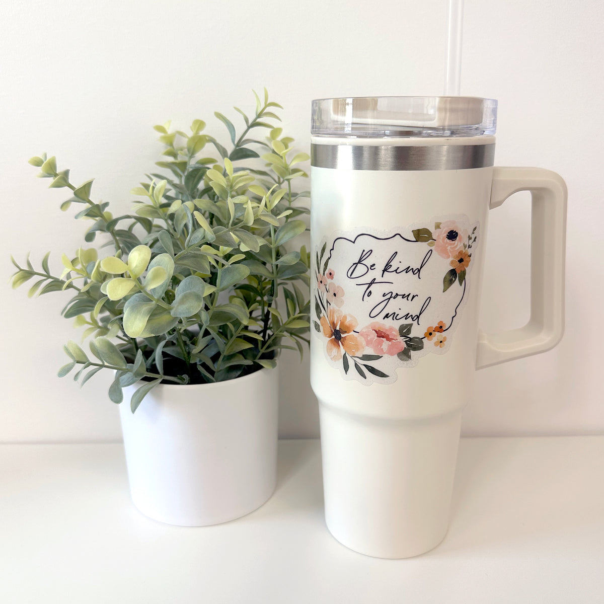 Clear Vinyl Floral Quote Sticker | Charlotte