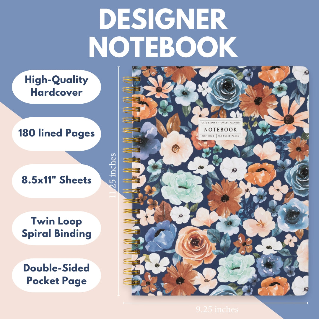Lined Notebook | Rust and Royal Floral