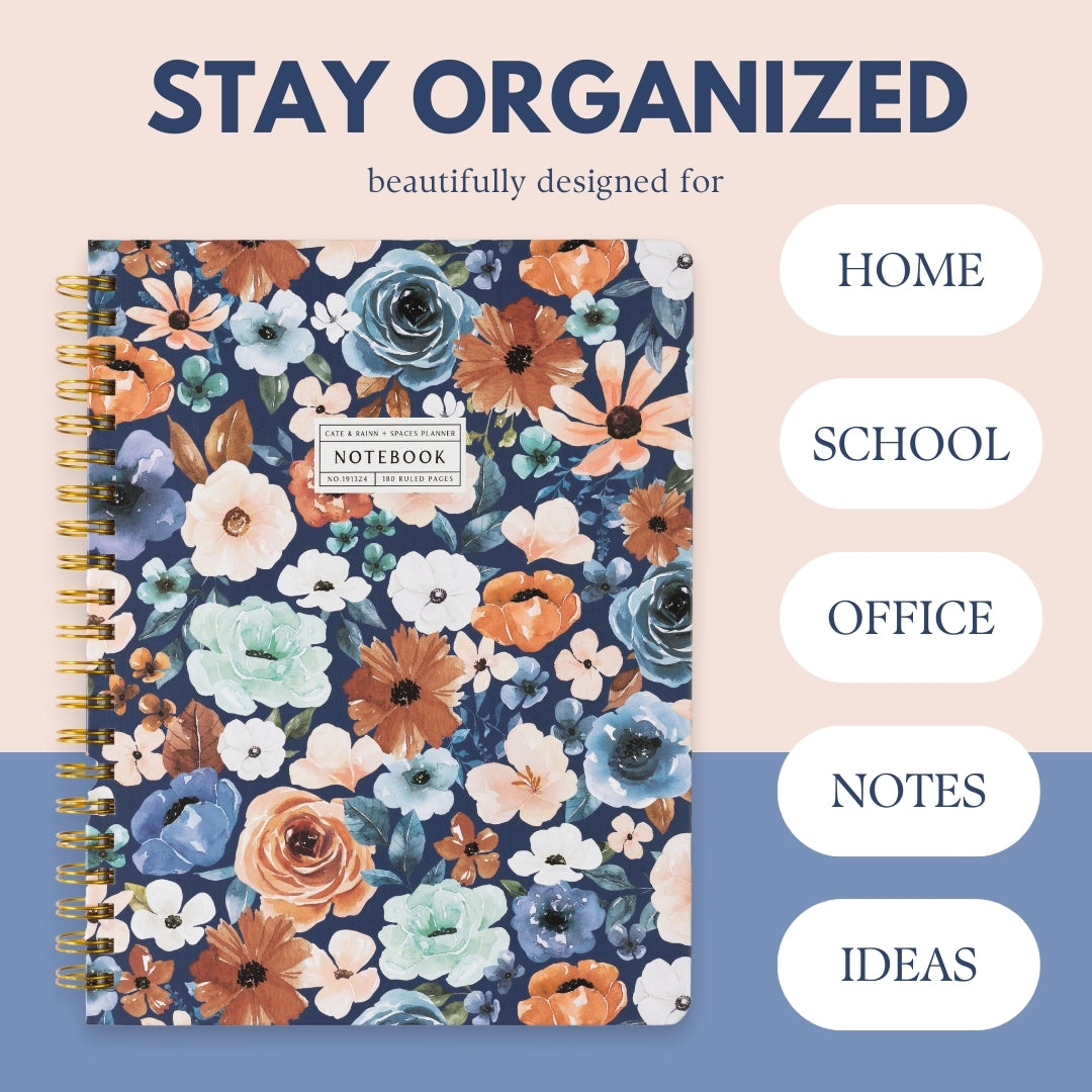 Lined Notebook | Rust and Royal Floral