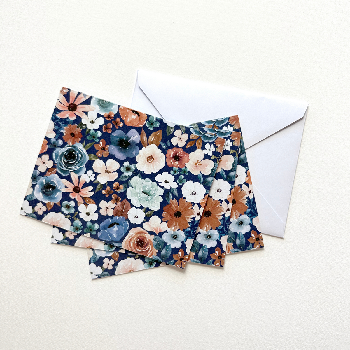 Notecard Set of 12 | Rust and Royal Floral