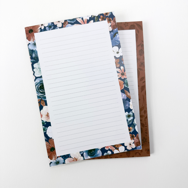 Everyday Notepad Set | Rust and Royal Floral - CateandRainn