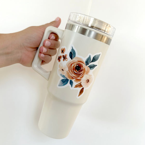 Vinyl Floral Sticker | Rust and Royal - CateandRainn