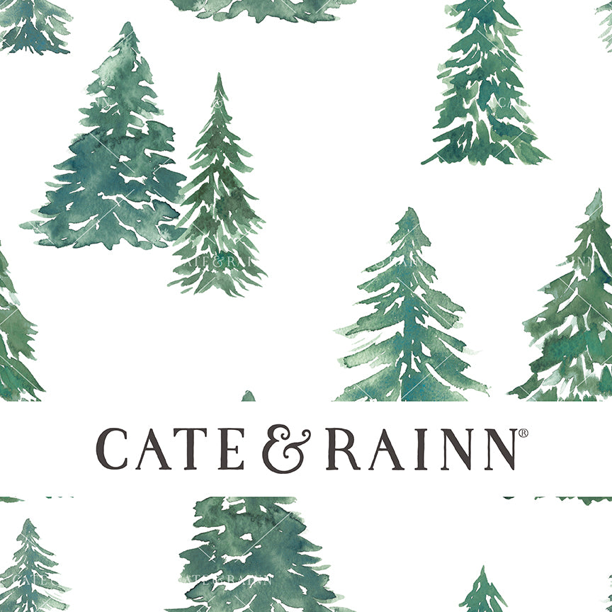 Watercolor Christmas trees seamless pattern design on a white background.