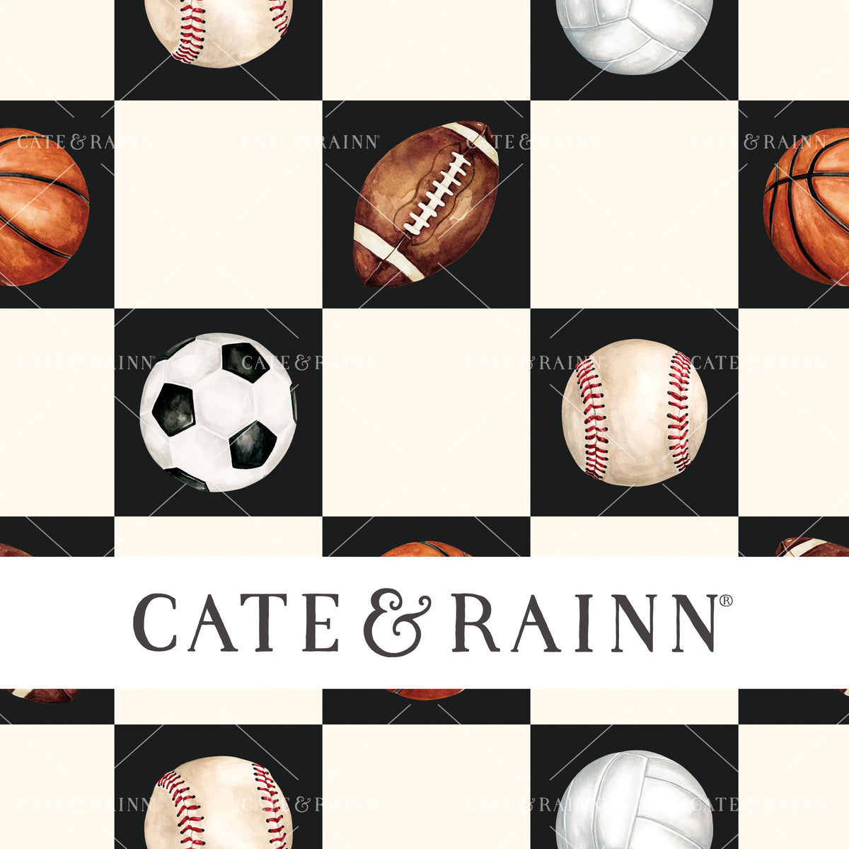 Watercolor sports design by Cate &amp; Rainn®