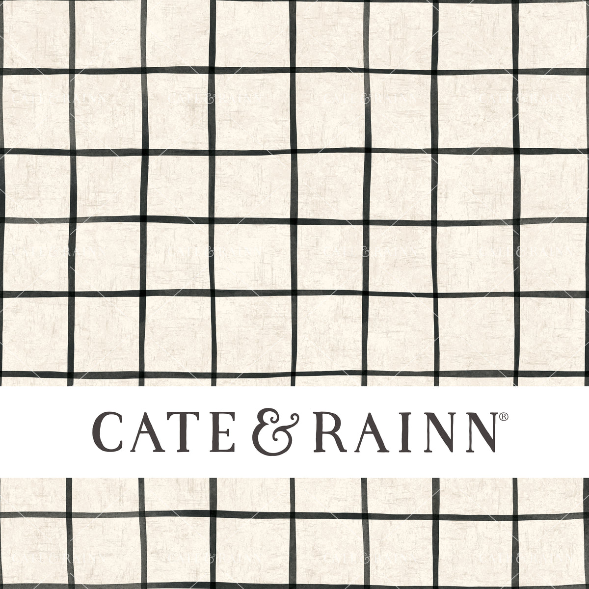 Black and cream grid plaid seamless pattern by Cate and Rainn.