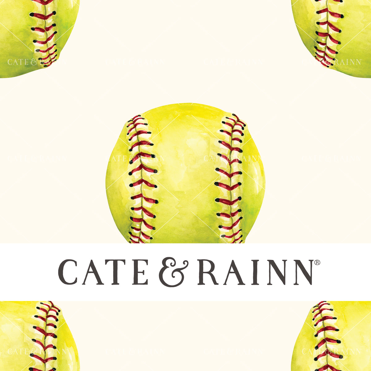 Watercolor Softball Seamless Pattern | All-Star Sports Collection