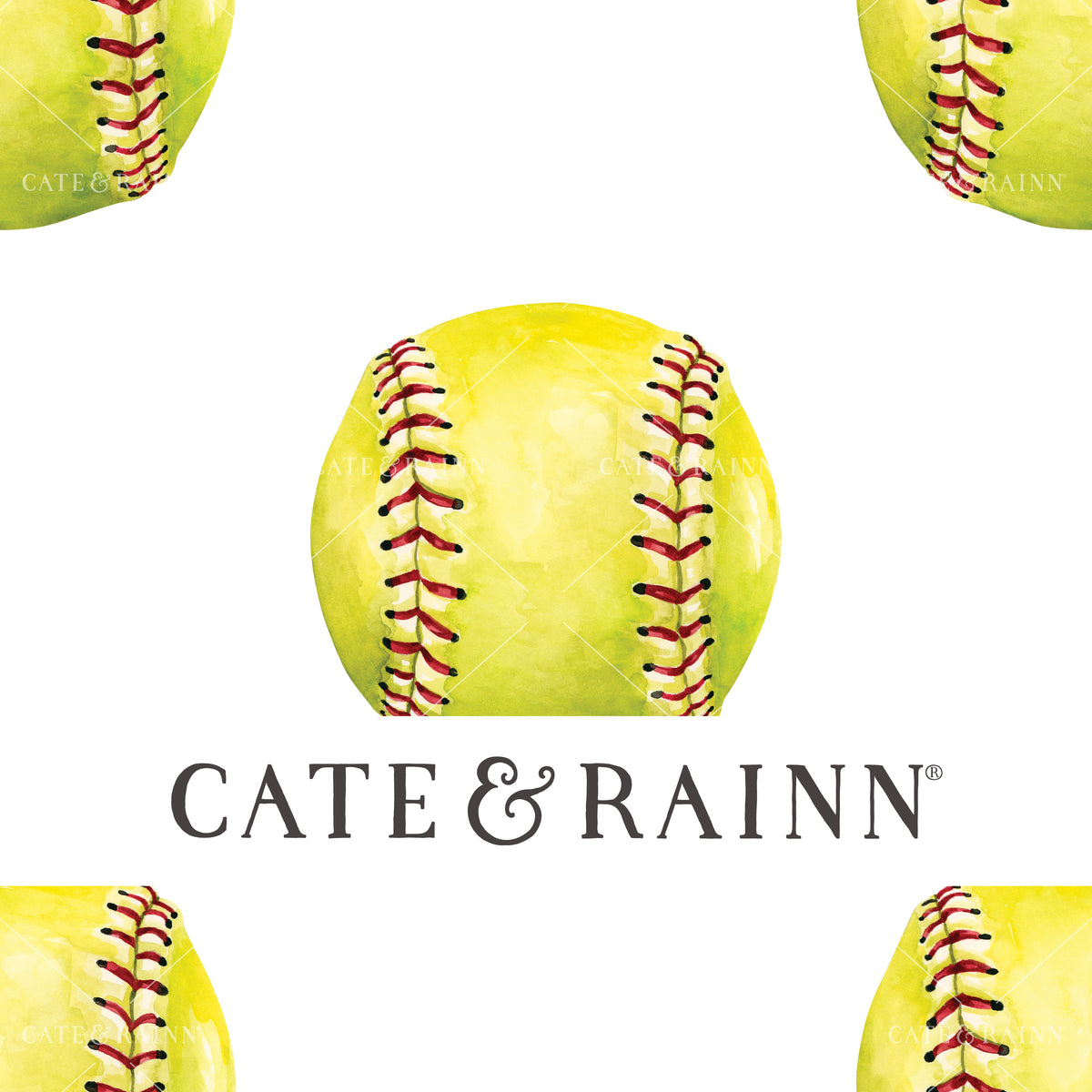 Watercolor Softball Seamless Pattern | All-Star Sports Collection