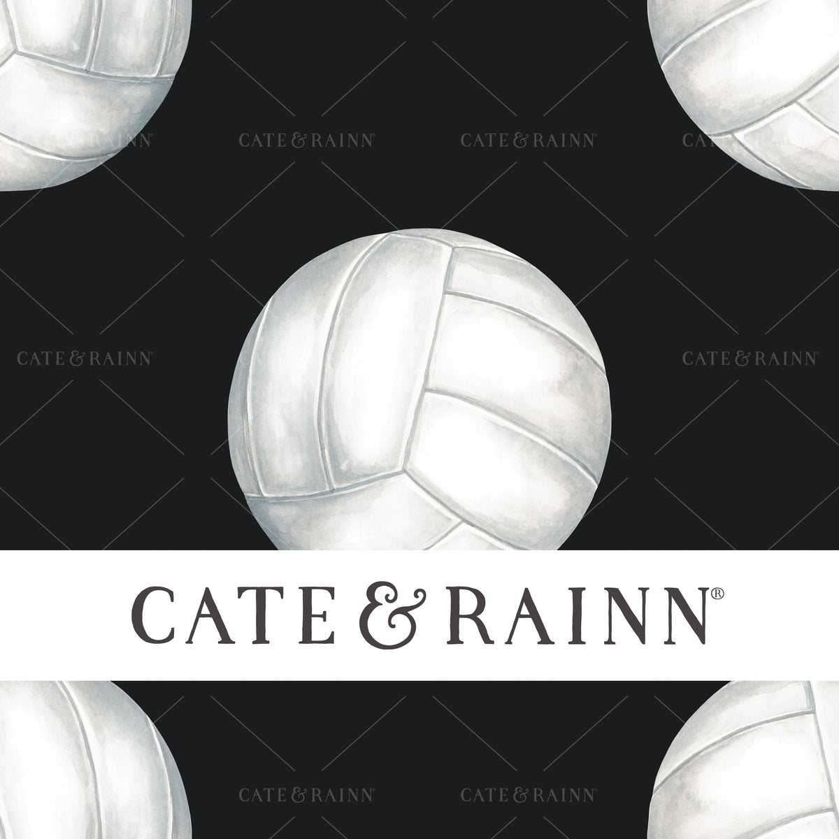 Watercolor volleyball seamless pattern design by Cate &amp; Rainn® ©2023