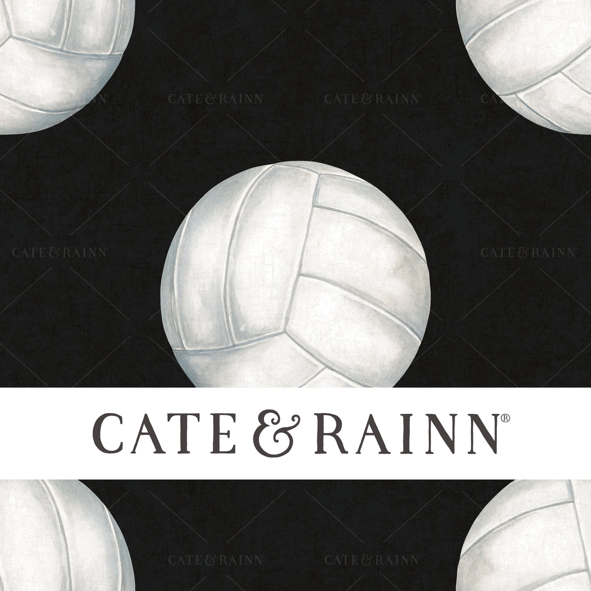 Watercolor volleyball seamless pattern design by Cate &amp; Rainn® ©2023