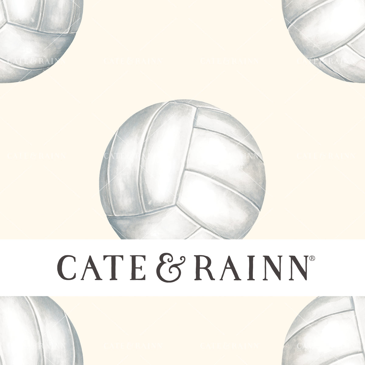 Watercolor volleyball seamless pattern design by Cate &amp; Rainn® ©2023