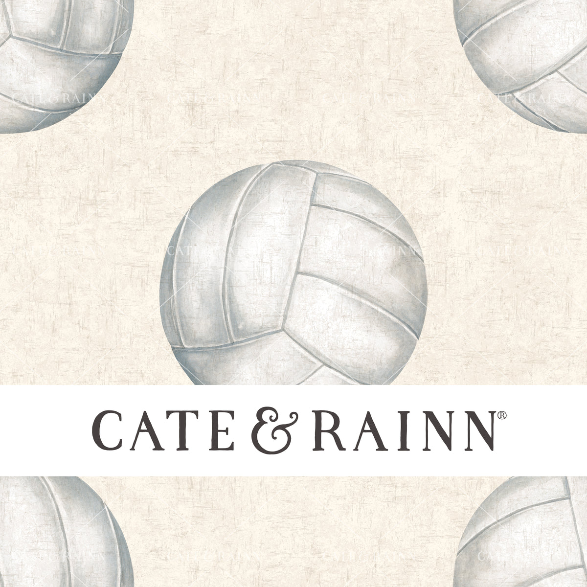 Watercolor volleyball seamless pattern design by Cate &amp; Rainn® ©2023