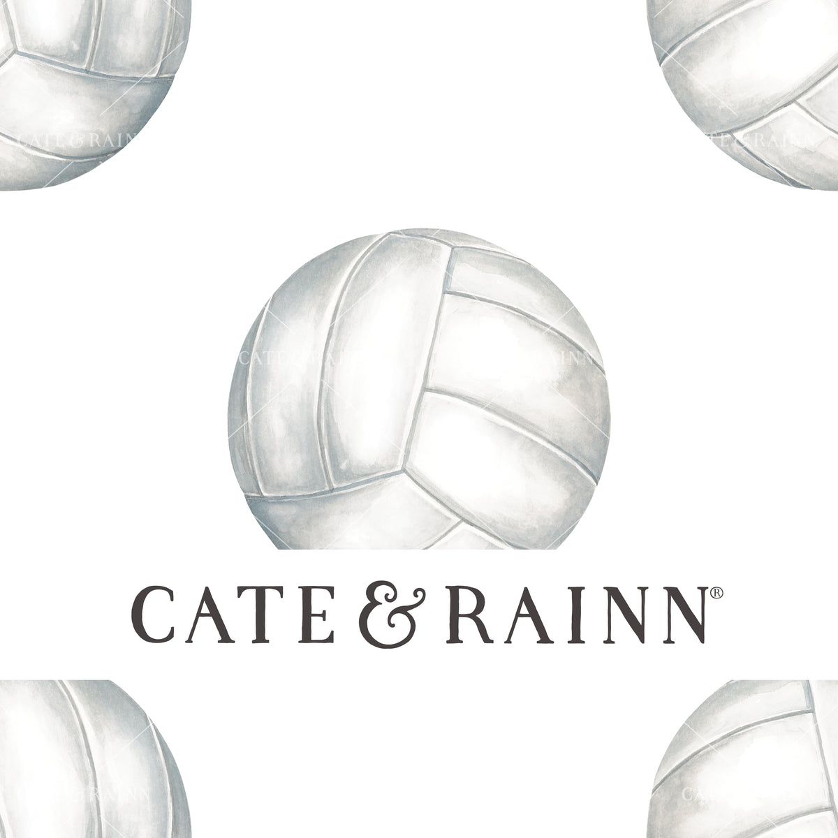 Watercolor volleyball seamless pattern design by Cate &amp; Rainn® ©2023