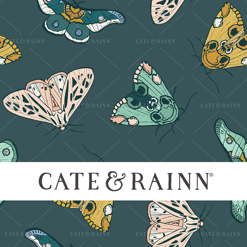 Celestial Moon Boho Moth Seamless Pattern Design by Cate &amp; Rainn