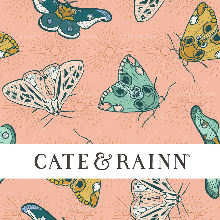 Celestial Moon Boho Moth Seamless Pattern Design by Cate &amp; Rainn