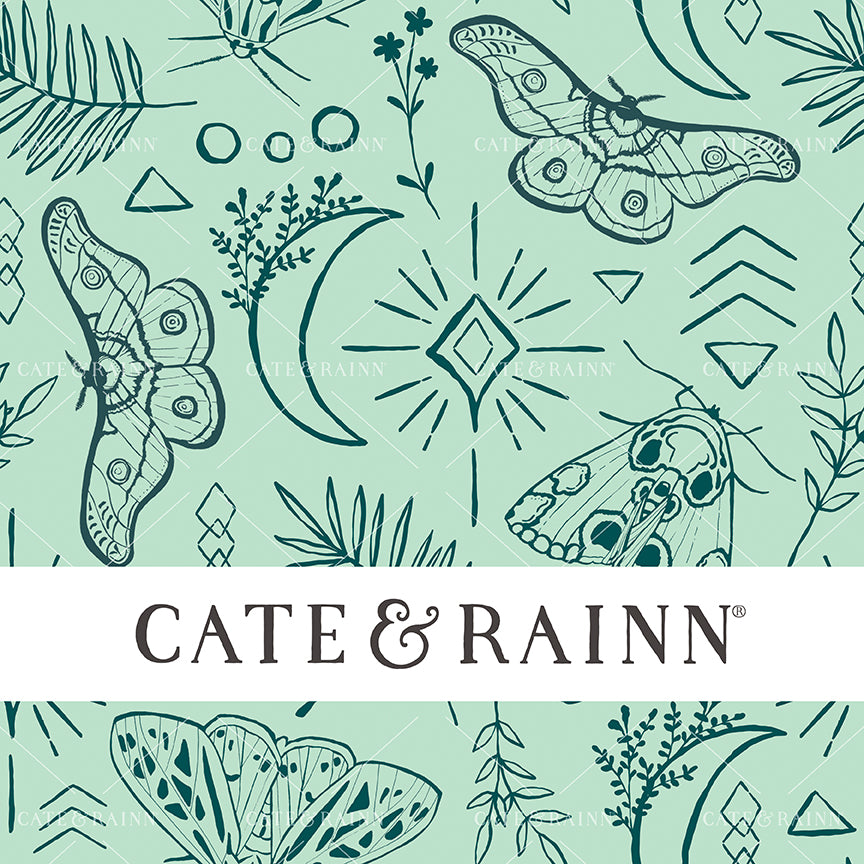 Celestial Moon Boho Moth Seamless Pattern Design by Cate &amp; Rainn