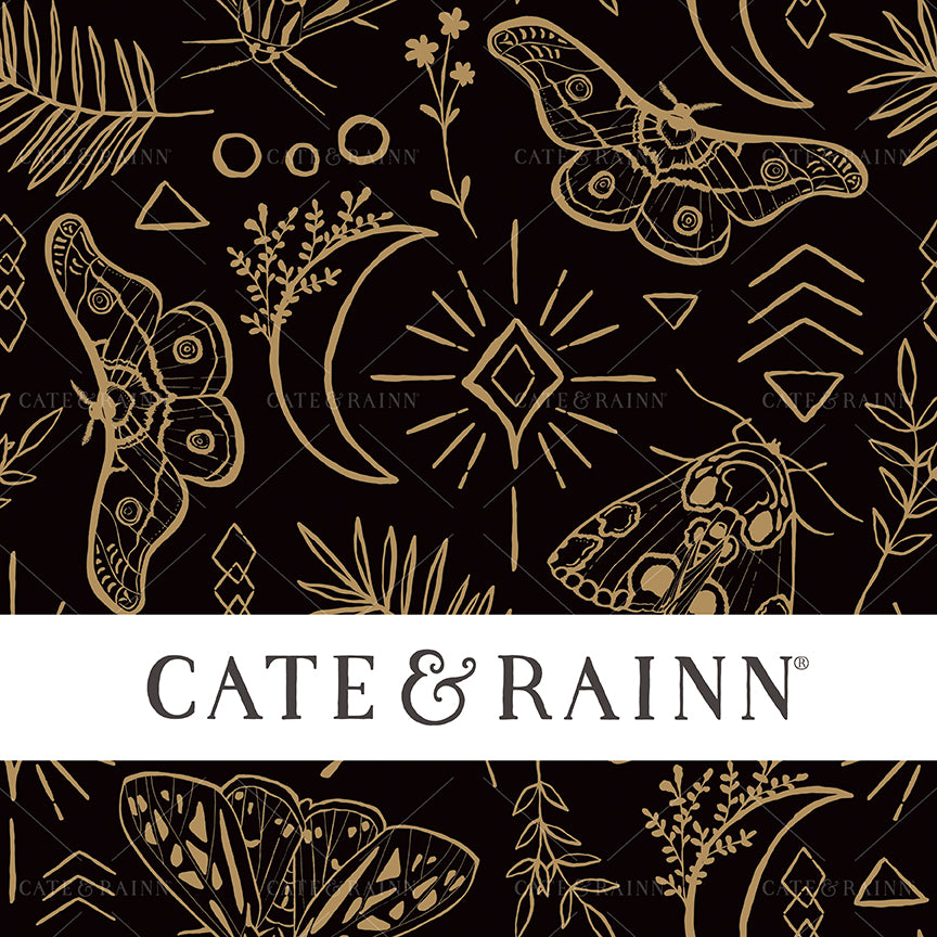 Celestial Moon Boho Moth Seamless Pattern Design by Cate &amp; Rainn