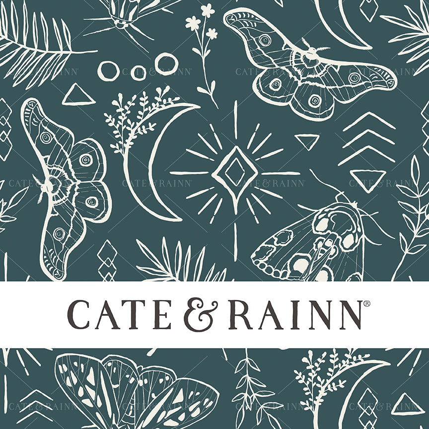 Celestial Moon Boho Moth Seamless Pattern Design by Cate &amp; Rainn