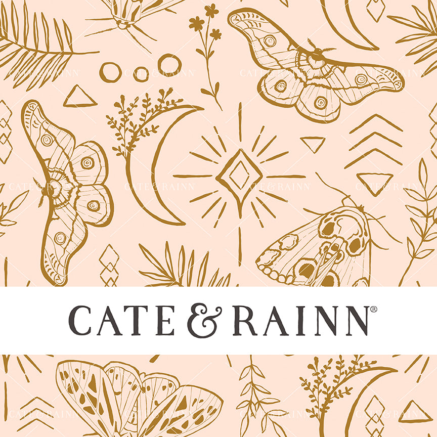 Pink and Gold Boho Moth Seamless Pattern | Callisto Moon Collection