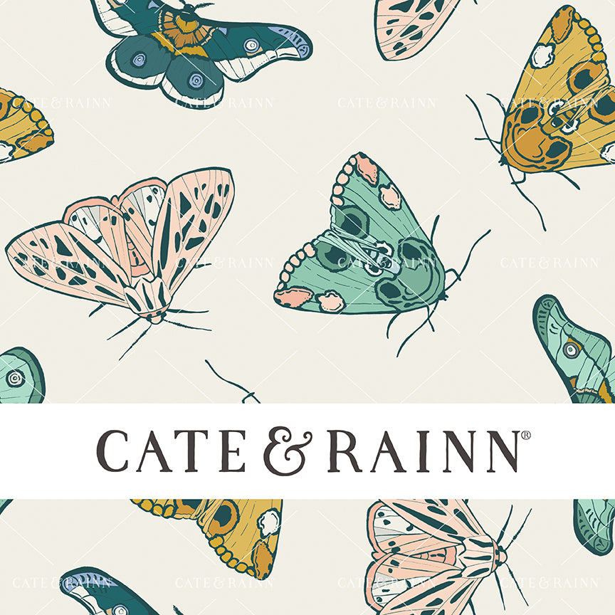 Celestial Moon Boho Moth Seamless Pattern Design by Cate &amp; Rainn