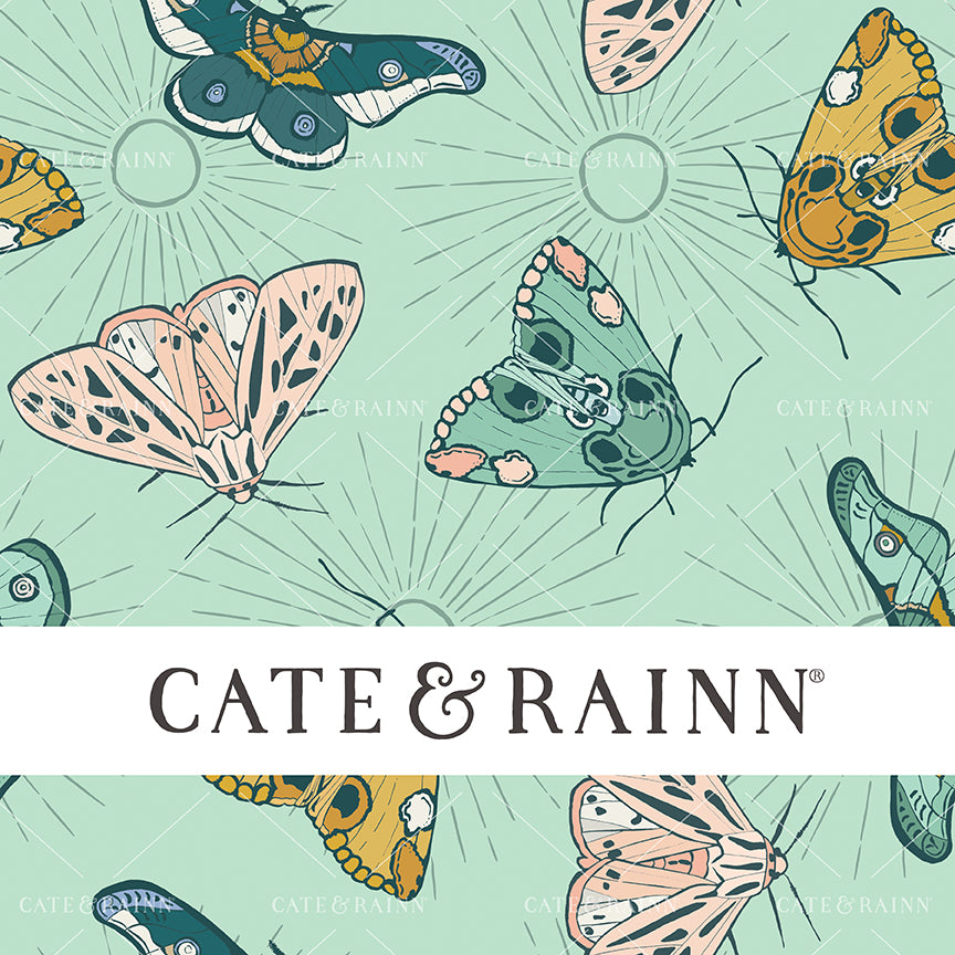 Celestial Moon Boho Moth Seamless Pattern Design by Cate &amp; Rainn