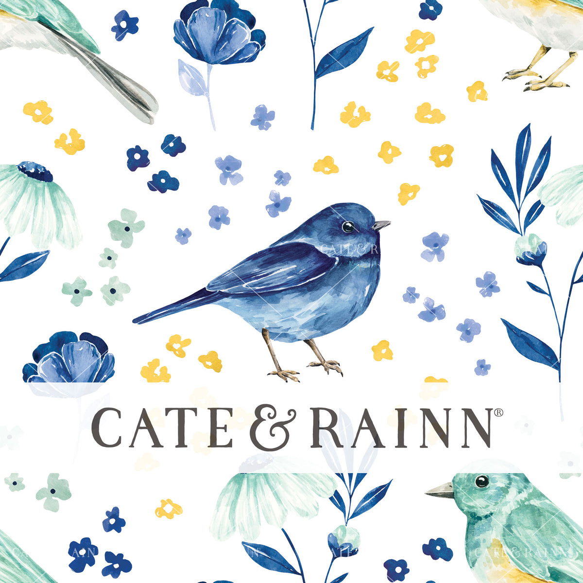 Blue Bird Floral Seamless Pattern | Eliza Collection