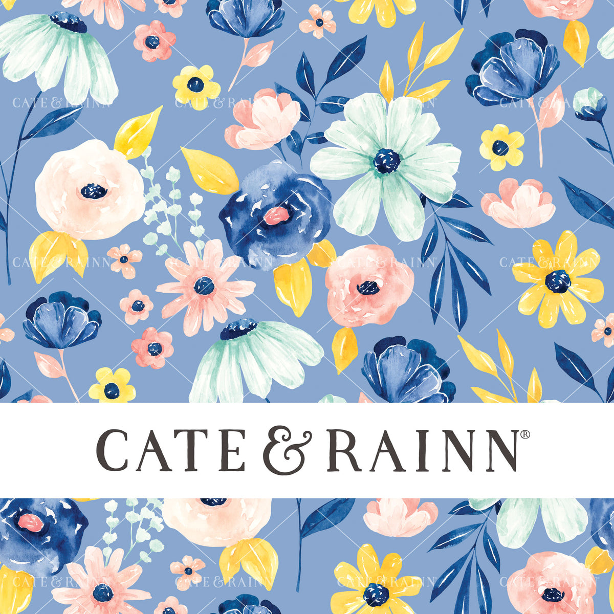 Eliza Floral on Periwinkle Blue Seamless Pattern | Eliza Collection