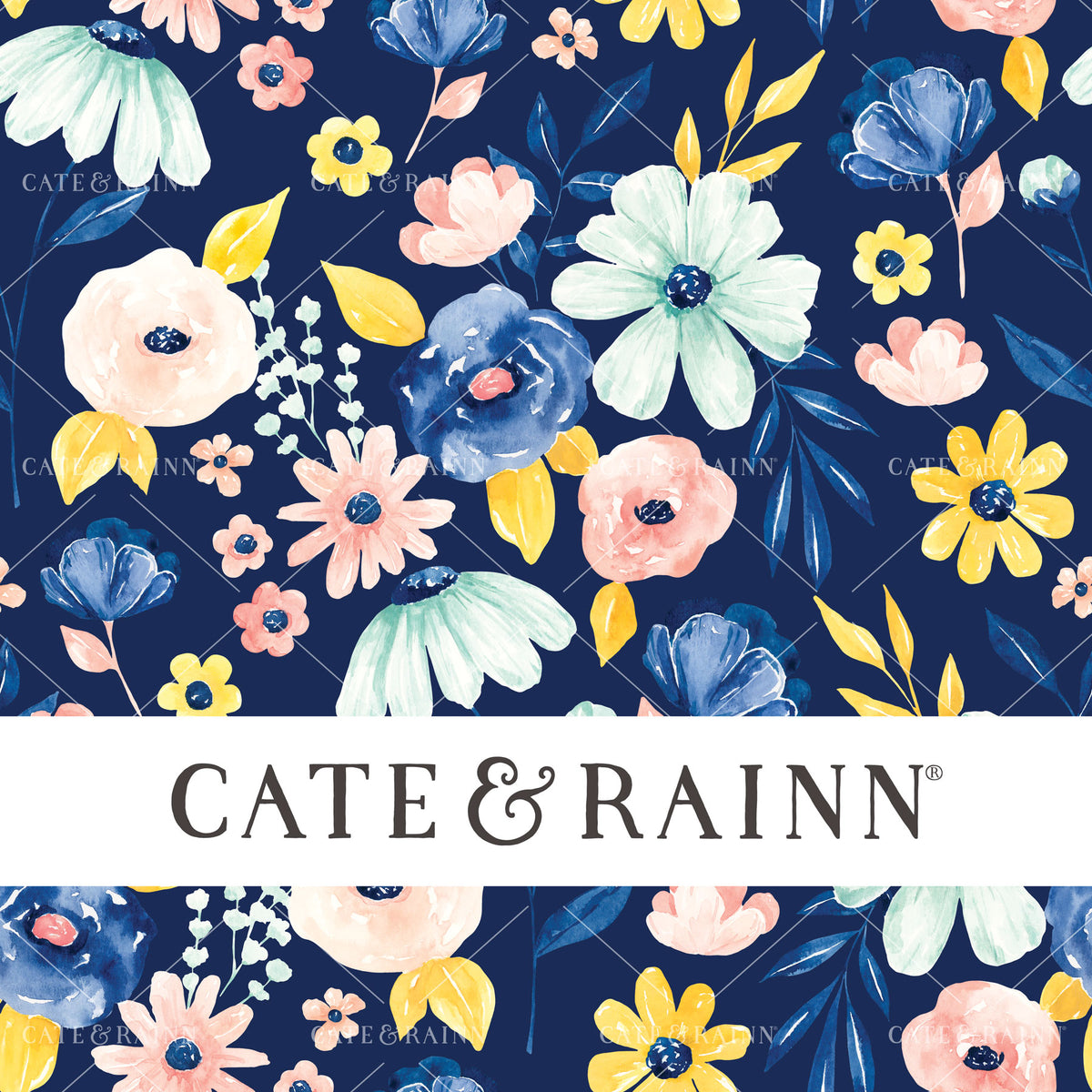 Eliza Floral on Royal Blue Seamless Pattern | Eliza Collection