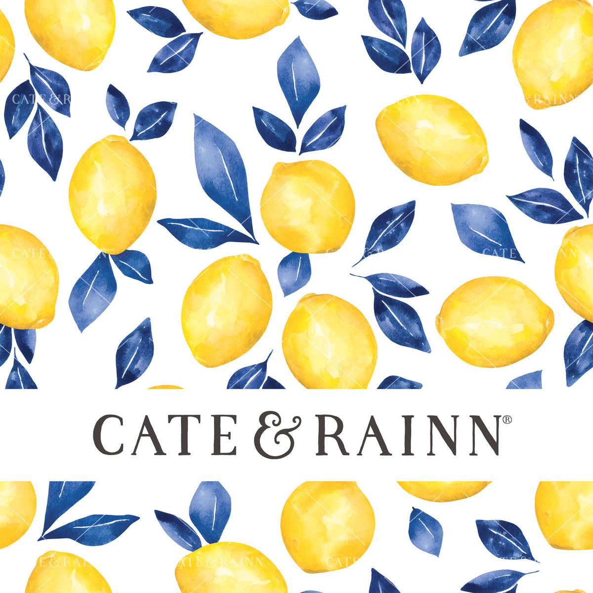 Blue and Yellow Watercolor Lemons Seamless Pattern | Eliza Collection