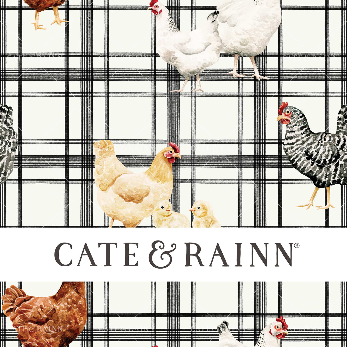 Farmhouse Chicken Plaid Seamless Pattern | Farm and Meadow Collection