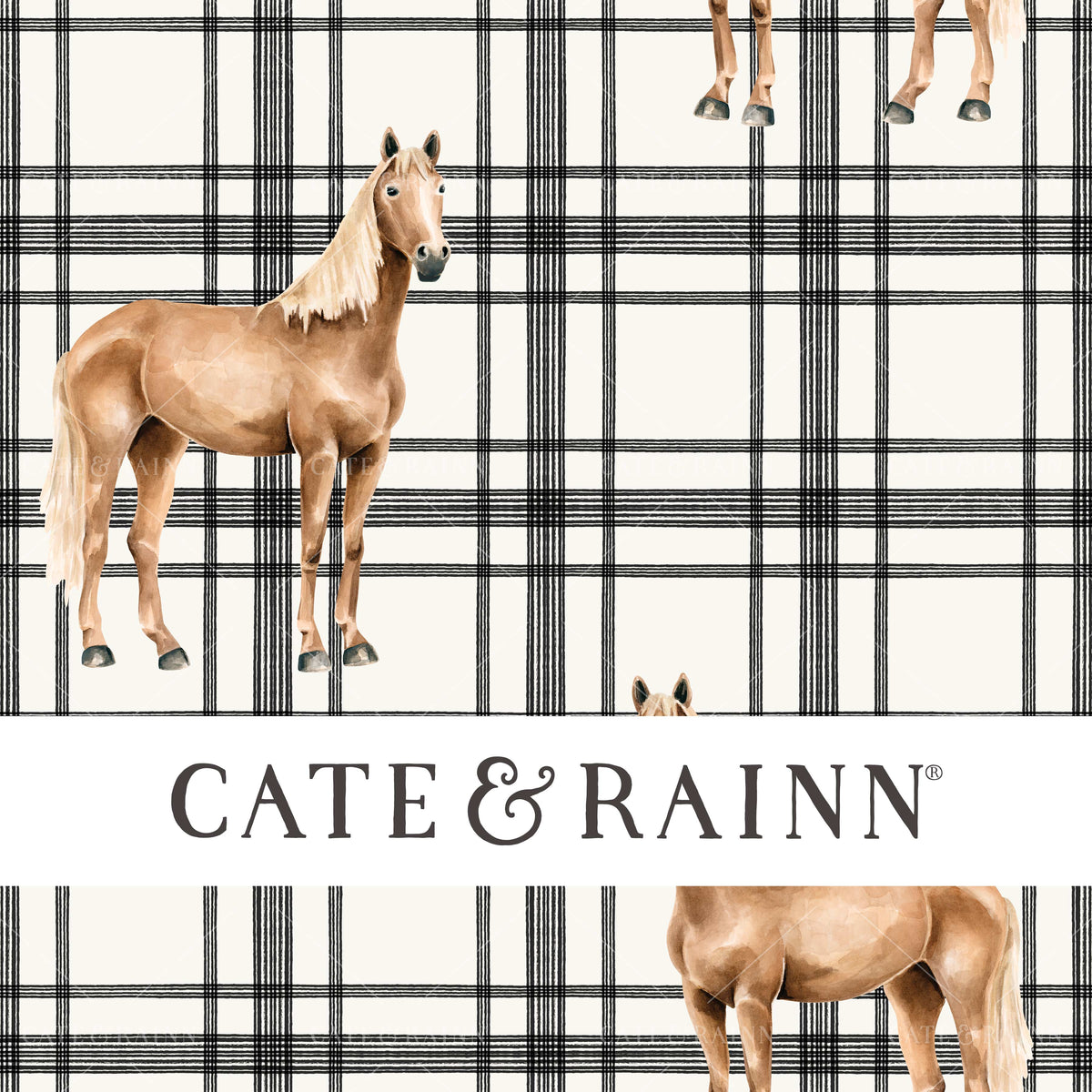 Farmhouse Horse Plaid Seamless Pattern | Farm and Meadow Collection