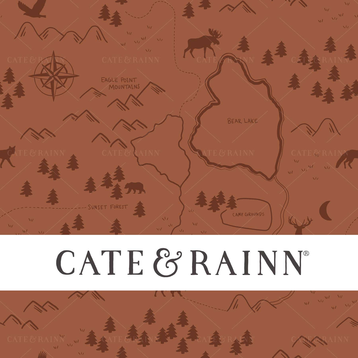 Hand-Drawn Wilderness Map Seamless Pattern Design | Woodland Forest Collection