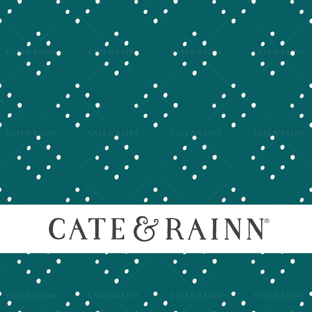 Teal and Cream Dots seamless pattern design by Cate and Rainn® ©2023