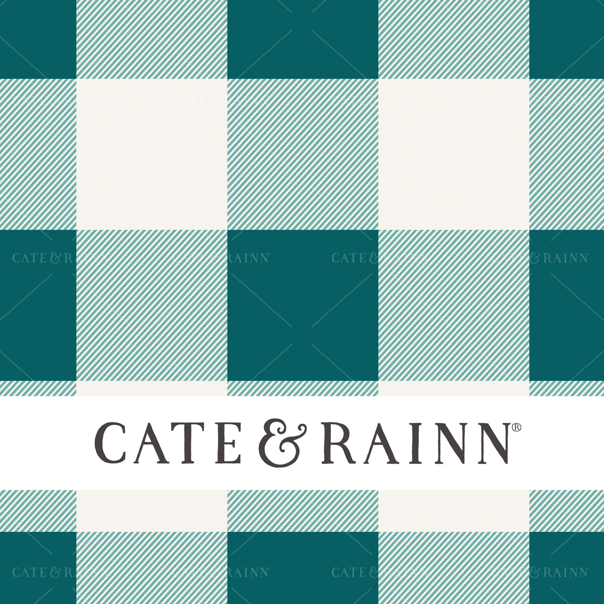 Teal and Cream Plaid seamless pattern design by Cate and Rainn® ©2023