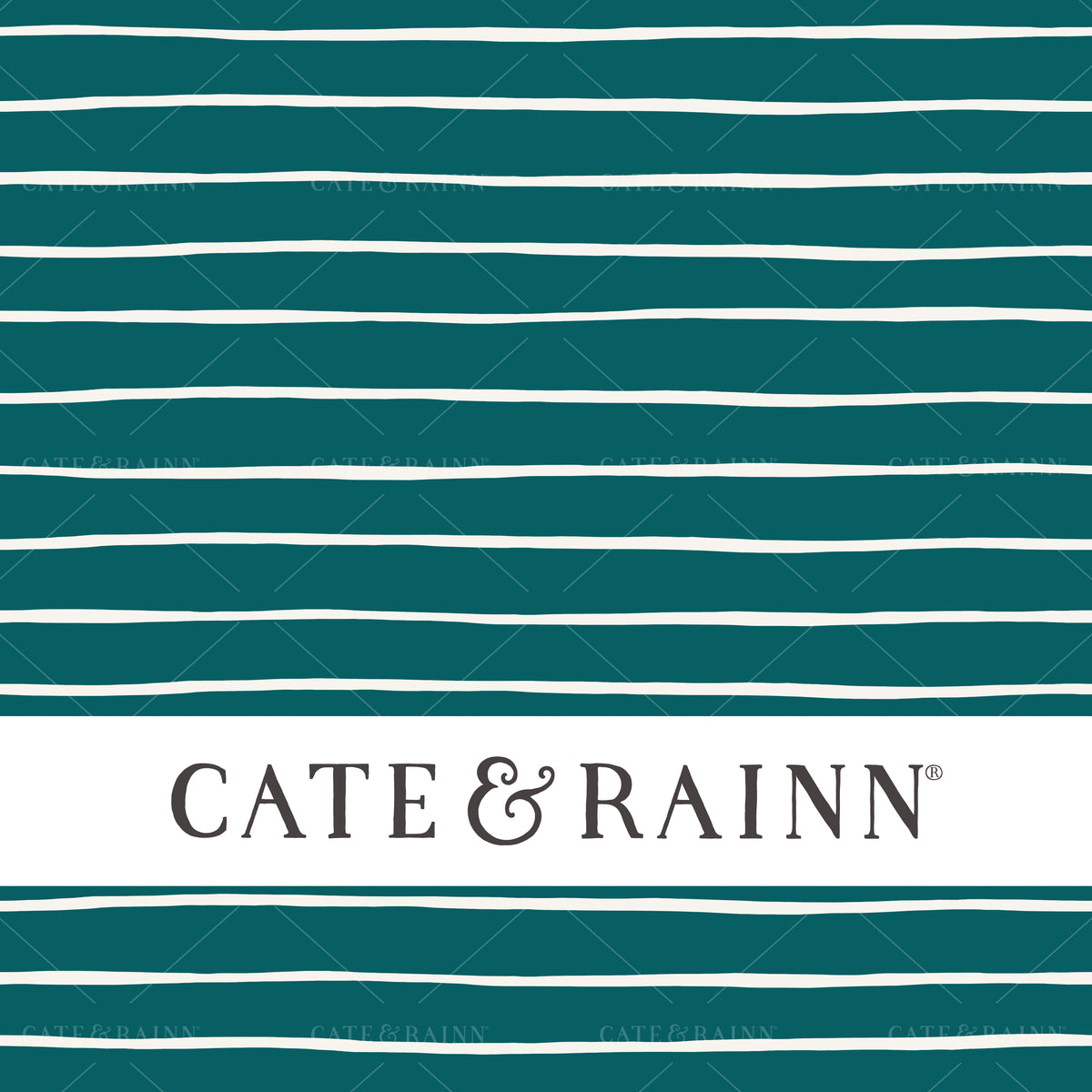 Teal and Cream Stripes seamless pattern design by Cate and Rainn® ©2023