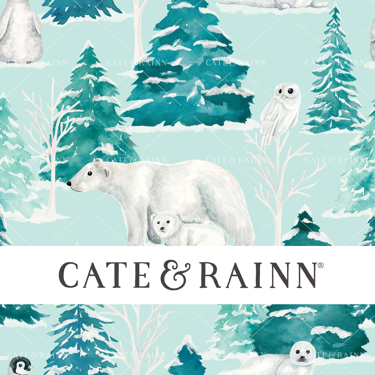 Winter Animal Forest seamless pattern design by Cate and Rainn® ©2023