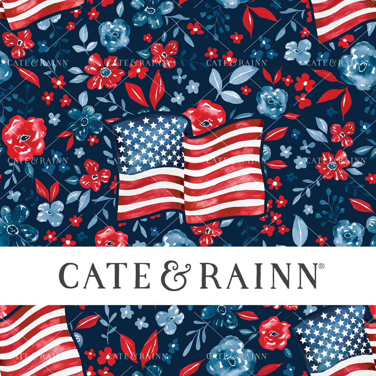 American Flag Freedom Floral seamless pattern design by Cate &amp; Rainn®