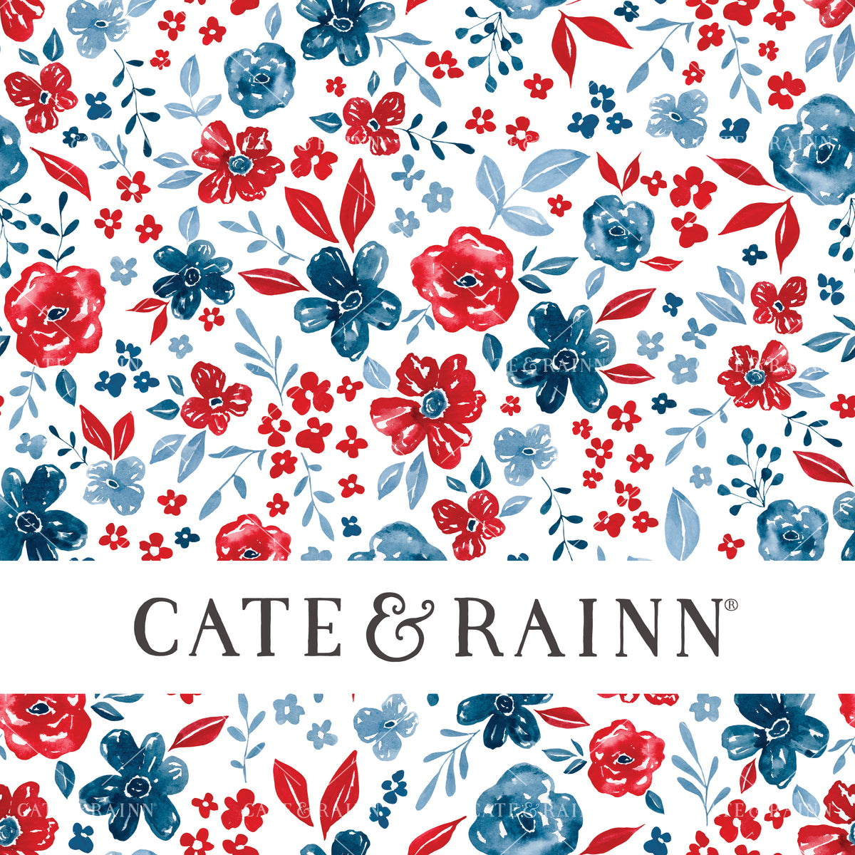 Red, White and Blue Watercolor Floral by Cate &amp; Rainn®