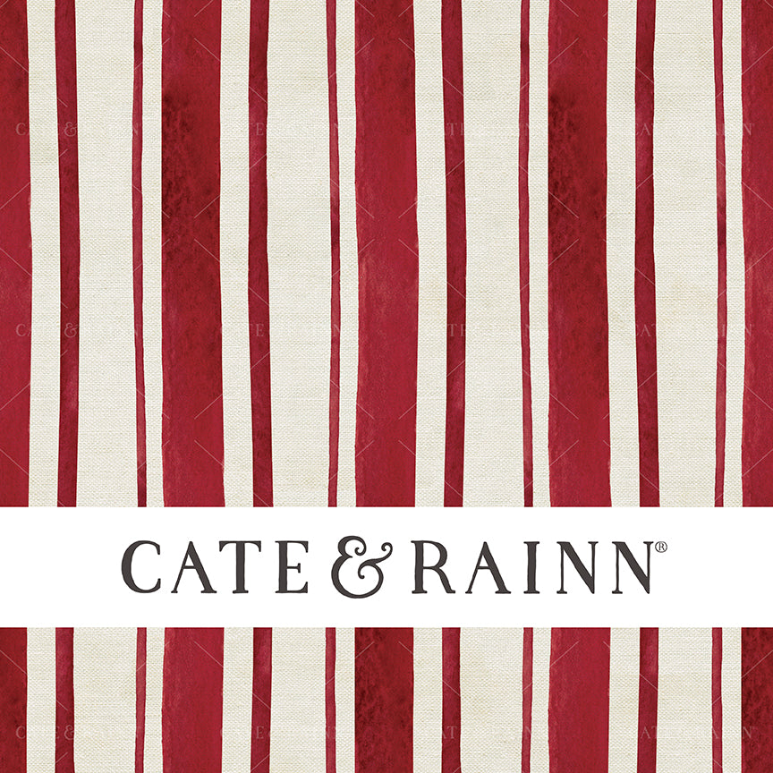 Rustic Watercolor Candy Cane Red striped seamless pattern design on a burlap textured background.