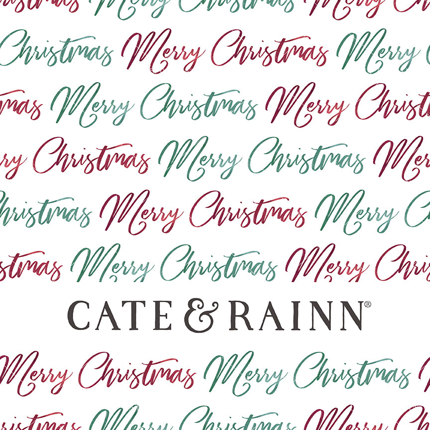 Script lettering "Merry Christmas" with red and green watercolor texture, seamless pattern design.