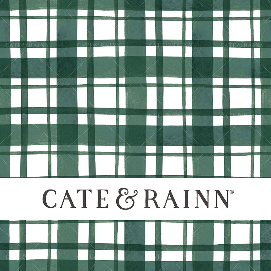 A rustic green and white watercolor farmhouse plaid seamless pattern design.