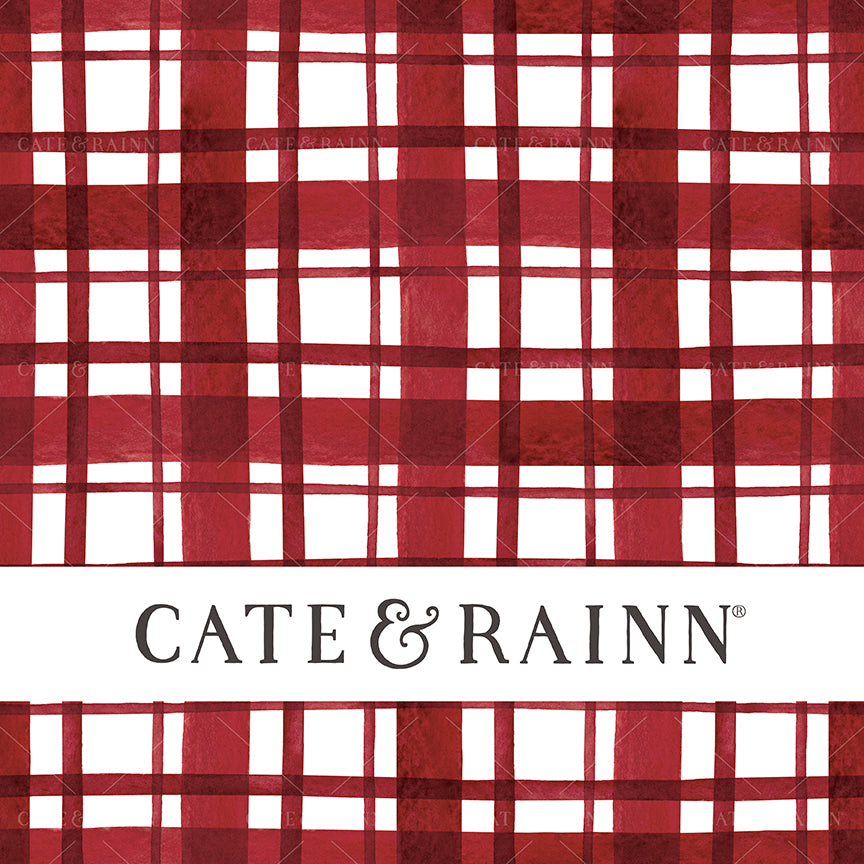 A rustic red and white watercolor farmhouse plaid seamless pattern design.
