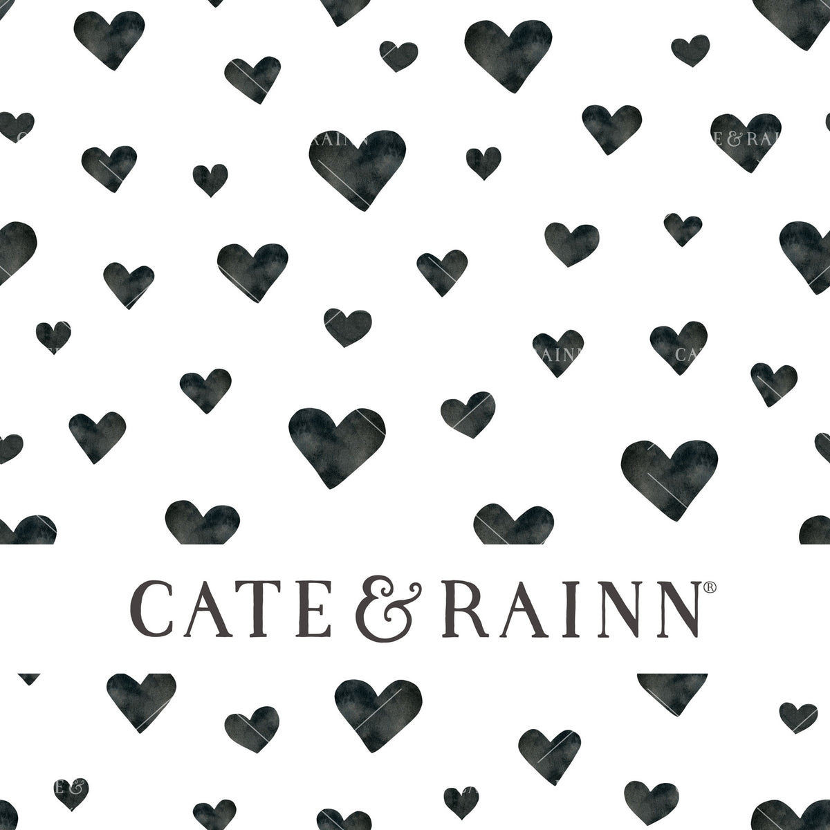 Black and White Watercolor Hearts Seamless Pattern