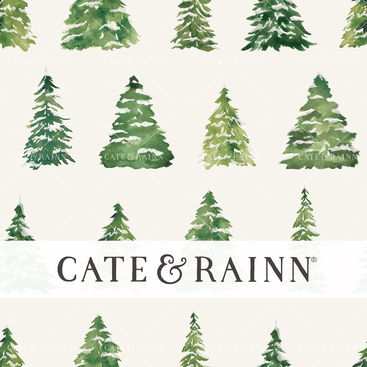 Christmas Tree Forest Seamless Pattern by Cate and Rainn® ©2023 Cate &amp; Rainn®