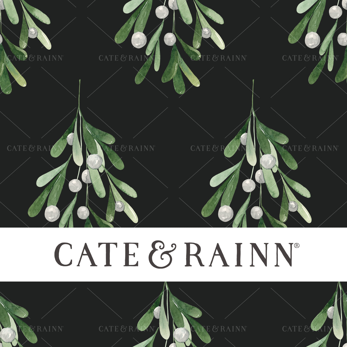 Merry Mistletoe Seamless Pattern by Cate and Rainn® ©2023 Cate &amp; Rainn®